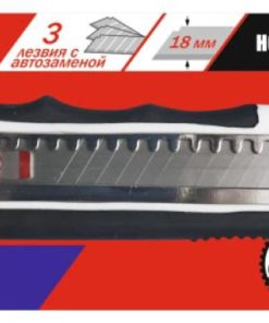 Нож со смен. лезв. обрезиненный, 1+2 лезв.18мм, ABS+TPR, кнопка Easy Slider "Монтажник" 600504