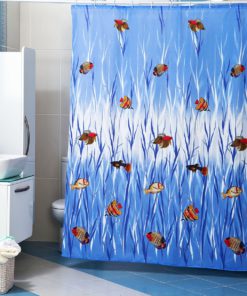 Шторы для ванн полиэстер MIRANDA TROPICAL FISH (голубой)