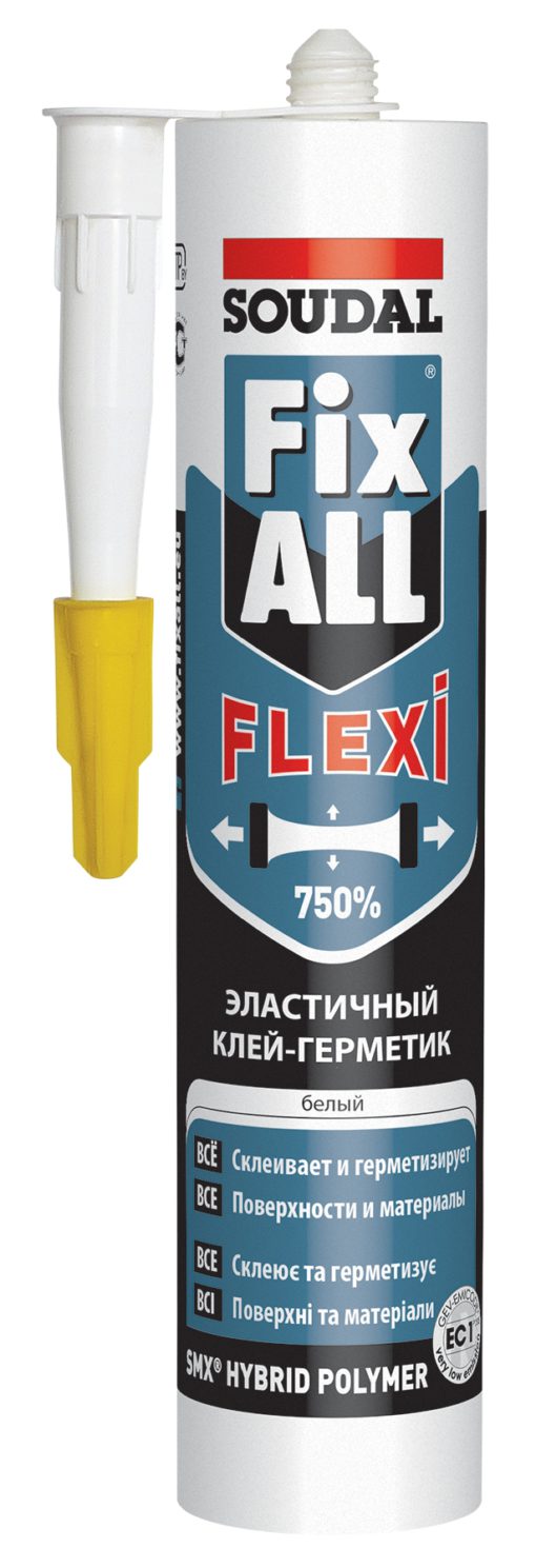 Клей-герметик гибридный Fix ALL FLEXI SOUDAL белый 290 мл 12 шт/уп