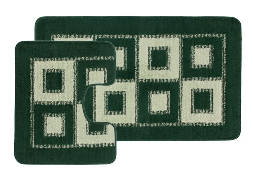 Комплект ковриков для в/к CONFETTI MAXIMUS Squares из 2 шт 60х100/60х50см 9мм (темно-зеленый)