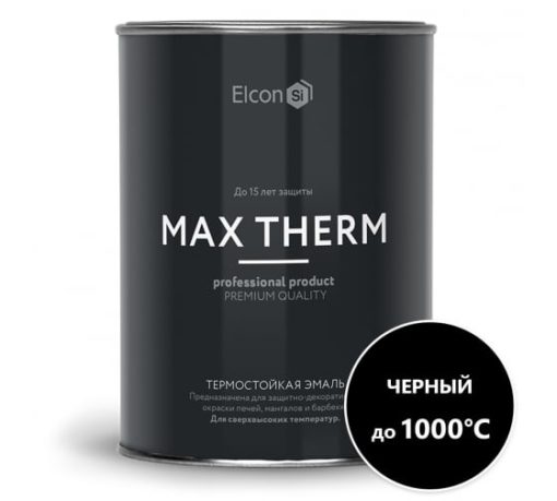 Эмаль термостойкая Elcon черная 1000 градусов 0,8кг 12шт/уп