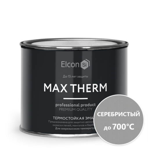 Эмаль термостойкая Elcon серебристая 0,4кг (700 градусов) 24 шт/уп