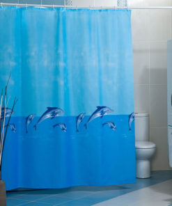 Шторы для ванн полиэстер MIRANDA WHALE (голубой)
