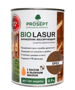 PROSEPT BIO LASUR - антисептик лессирующий защитно-декоративный; Орех 0,9л