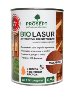 PROSEPT BIO LASUR - антисептик лессирующий защитно-декоративный; Махагон 0,9л