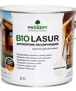 Антисептик лессирующий  защитно-декоративный PROSEPT BiO LASUR Белый 2,7л 4шт/уп