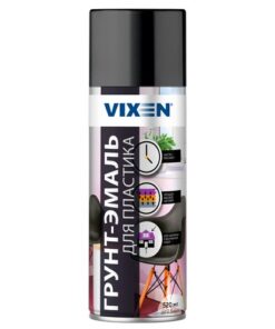 Грунт-эмаль для пластика черный матовый (RAL 9005) Vixen 520мл  12шт/уп