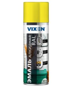 Эмаль универсальная желтая (RAL 1018) аэрозоль Vixen 520мл 12шт/уп