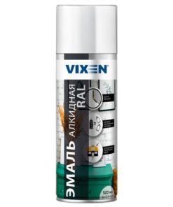 Эмаль универсальная белая глянцевая (RAL 9003) аэрозоль Vixen 520мл 12шт/уп